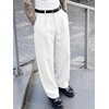 Runcati Mens Baggy Dress Pants Wide Leg Pleated Casual Slacks 30″/32″/34″(White)
