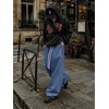 Runcati Men’s Baggy Sweatpants Wide Leg Casual Cotton Joggers Workout Pants(Grayish Blue)