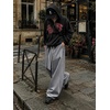 Runcati Men’s Baggy Sweatpants Wide Leg Casual Cotton Joggers Workout Pants(Grey)