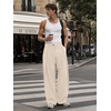 Runcati Mens Baggy Wide Leg Dress Pants Pleated Casual Work Slacks Trousers(Apricot)