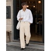 Runcati Mens Baggy Wide Leg Dress Pants Pleated Casual Work Slacks Trousers(Apricot)