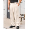 Runcati Mens Baggy Wide Leg Dress Pants Pleated Casual Work Slacks Trousers(Apricot)