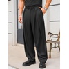 Runcati Mens Baggy Wide Leg Dress Pants Pleated Casual Work Slacks Trousers(Black)
