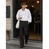 Runcati Mens Baggy Wide Leg Dress Pants Pleated Casual Work Slacks Trousers(Black)