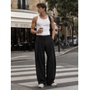 Runcati Mens Baggy Wide Leg Dress Pants Pleated Casual Work Slacks Trousers(Black)
