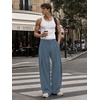Runcati Mens Baggy Wide Leg Dress Pants Pleated Casual Work Slacks Trousers(Bluish Grey)