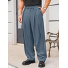 Runcati Mens Baggy Wide Leg Dress Pants Pleated Casual Work Slacks Trousers(Bluish Grey)