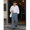 Runcati Mens Baggy Wide Leg Dress Pants Pleated Casual Work Slacks Trousers(Bluish Grey)