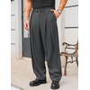 Runcati Mens Baggy Wide Leg Dress Pants Pleated Casual Work Slacks Trousers(Charcoal)