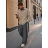 Runcati Mens Baggy Wide Leg Dress Pants Pleated Casual Work Slacks Trousers(Charcoal)