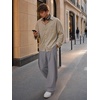 Runcati Mens Baggy Wide Leg Dress Pants Pleated Casual Work Slacks Trousers(Dark Grey)