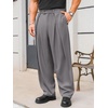 Runcati Mens Baggy Wide Leg Dress Pants Pleated Casual Work Slacks Trousers(Dark Grey)