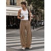 Runcati Mens Baggy Wide Leg Dress Pants Pleated Casual Work Slacks Trousers(Dark Khaki)