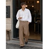 Runcati Mens Baggy Wide Leg Dress Pants Pleated Casual Work Slacks Trousers(Dark Khaki)
