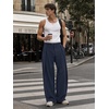 Runcati Mens Baggy Wide Leg Dress Pants Pleated Casual Work Slacks Trousers(Navy)