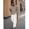Runcati Mens Baggy Wide Leg Dress Pants Pleated Casual Work Slacks Trousers(White)