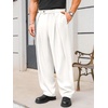 Runcati Mens Baggy Wide Leg Dress Pants Pleated Casual Work Slacks Trousers(White)