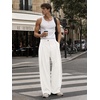 Runcati Mens Baggy Wide Leg Dress Pants Pleated Casual Work Slacks Trousers(White)