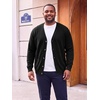 Runcati Mens Big and Tall Cardigan Sweater V Neck Casual Plus Size Sweaters(Black)