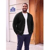Runcati Mens Big and Tall Cardigan Sweater V Neck Casual Plus Size Sweaters(Black)