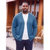 Runcati Mens Big and Tall Cardigan Sweater V Neck Casual Plus Size Sweaters(Blue)
