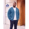 Runcati Mens Big and Tall Cardigan Sweater V Neck Casual Plus Size Sweaters(Blue)