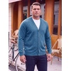 Runcati Mens Big and Tall Cardigan Sweater V Neck Casual Plus Size Sweaters(Blue)