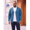 Runcati Mens Big and Tall Cardigan Sweater V Neck Casual Plus Size Sweaters(Blue)