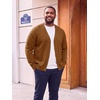 Runcati Mens Big and Tall Cardigan Sweater V Neck Casual Plus Size Sweaters(Brown)