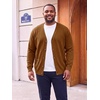 Runcati Mens Big and Tall Cardigan Sweater V Neck Casual Plus Size Sweaters(Brown)