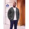 Runcati Mens Big and Tall Cardigan Sweater V Neck Casual Plus Size Sweaters(Dark Grey)