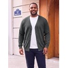 Runcati Mens Big and Tall Cardigan Sweater V Neck Casual Plus Size Sweaters(Dark Grey)