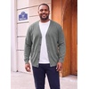 Runcati Mens Big and Tall Cardigan Sweater V Neck Casual Plus Size Sweaters(Light Grey)