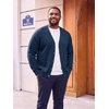 Runcati Mens Big and Tall Cardigan Sweater V Neck Casual Plus Size Sweaters(Navy)