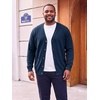 Runcati Mens Big and Tall Cardigan Sweater V Neck Casual Plus Size Sweaters(Navy)