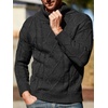 Runcati Mens Cable Knit Sweater Turtleneck Casual Chunky Pullover Jumper(Black)