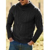 Runcati Mens Cable Knit Sweater Turtleneck Casual Chunky Pullover Jumper(Black)