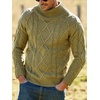 Runcati Mens Cable Knit Sweater Turtleneck Casual Chunky Pullover Jumper(Green)