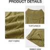 Runcati Mens Cable Knit Sweater Turtleneck Casual Chunky Pullover Jumper(Green)