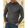 Runcati Mens Cable Knit Sweater Turtleneck Casual Chunky Pullover Jumper(Grey)