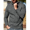 Runcati Mens Cable Knit Sweater Turtleneck Casual Chunky Pullover Jumper(Grey)