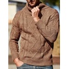 Runcati Mens Cable Knit Sweater Turtleneck Casual Chunky Pullover Jumper(Khaki)