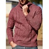 Runcati Mens Cable Knit Sweater Turtleneck Casual Chunky Pullover Jumper(Red)