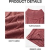 Runcati Mens Cable Knit Sweater Turtleneck Casual Chunky Pullover Jumper(Red)
