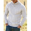 Runcati Mens Cable Knit Sweater Turtleneck Casual Chunky Pullover Jumper(White)