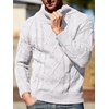 Runcati Mens Cable Knit Sweater Turtleneck Casual Chunky Pullover Jumper(White)