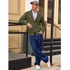 Runcati Mens Cardigan Sweater Cable Knit Shawl Collar Casual Sweaters(Army Green)
