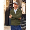 Runcati Mens Cardigan Sweater Cable Knit Shawl Collar Casual Sweaters(Army Green)