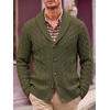 Runcati Mens Cardigan Sweater Cable Knit Shawl Collar Casual Sweaters(Army Green)