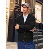 Runcati Mens Cardigan Sweater Cable Knit Shawl Collar Casual Sweaters(Black)